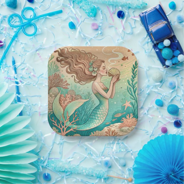 Mermaid theme party custom paper plates (Party)