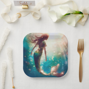 Mermaid theme party custom paper plates
