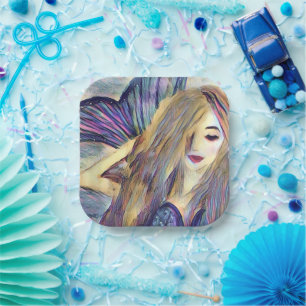 Mermaid theme party custom paper plates