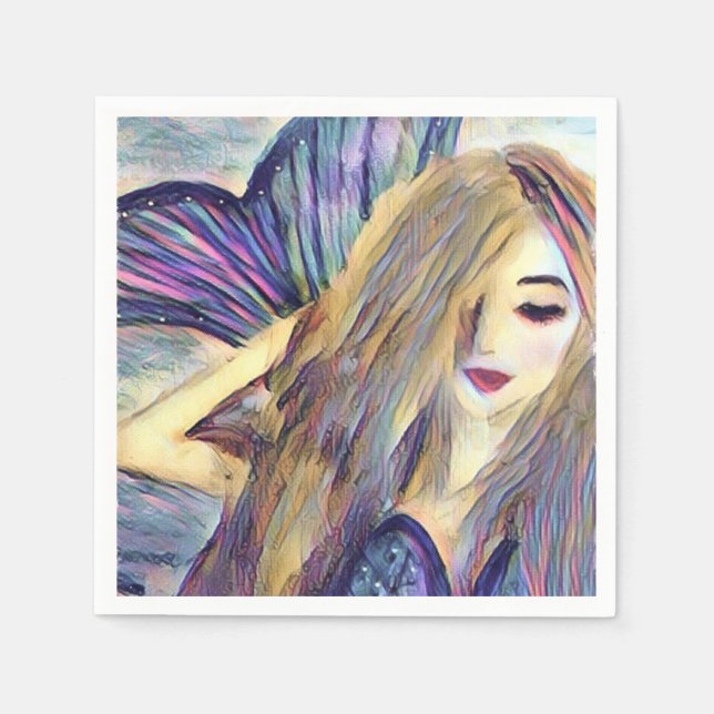 Mermaid theme party custom paper plates napkin (Front)