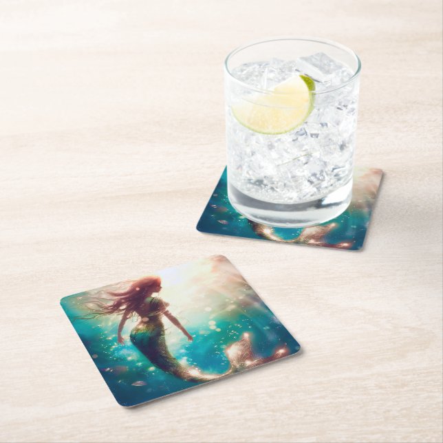 Mermaid theme party custom party coasters (Insitu)