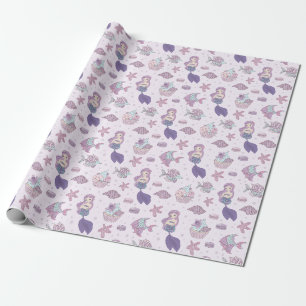 Mermaid Theme Party Pastel Pink Birthday Wrapping Paper