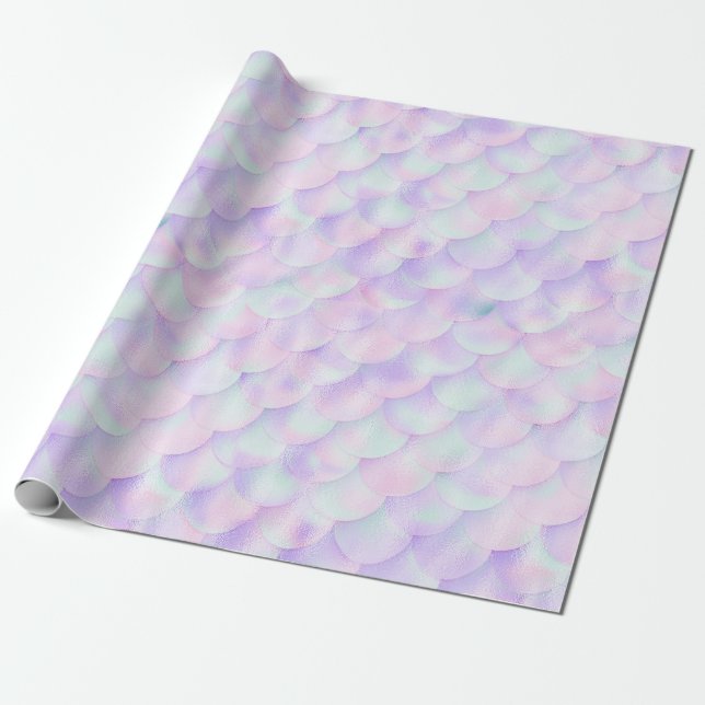 Mermaid theme purple pink BIRTHDAY WEDDING WRAP Wrapping Paper (Unrolled)