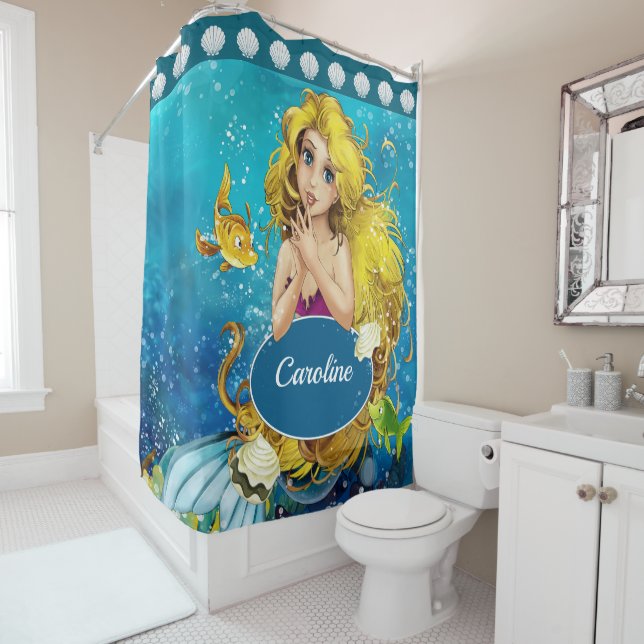 Mermaid Theme Shower Curtain (In Situ)