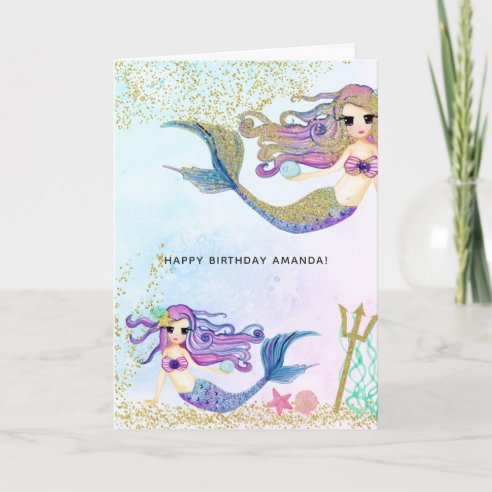 Mermaid Birthday Cards | Zazzle UK