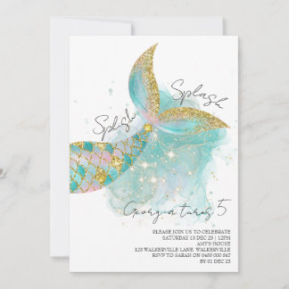 Mermaid Themed Birthday Invitation