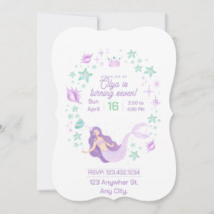 Mermaid-themed birthday invitation