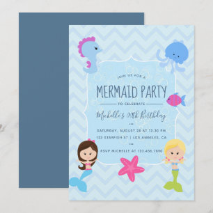 Mermaid themed Birthday Party invitation