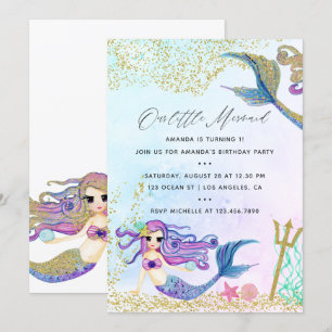 Mermaid themed Birthday Party Invitation
