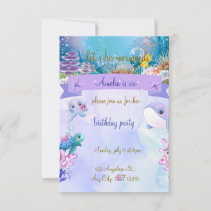 mermaid-themed birthday party invitation-custom invitation