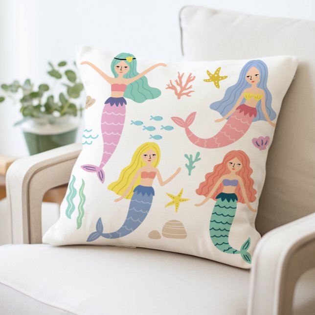 Mermaid Themed Decorative Pillow, Cute Underwater  Cushion (Creator Uploaded)