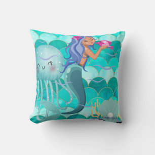 Mermaid throw pillow