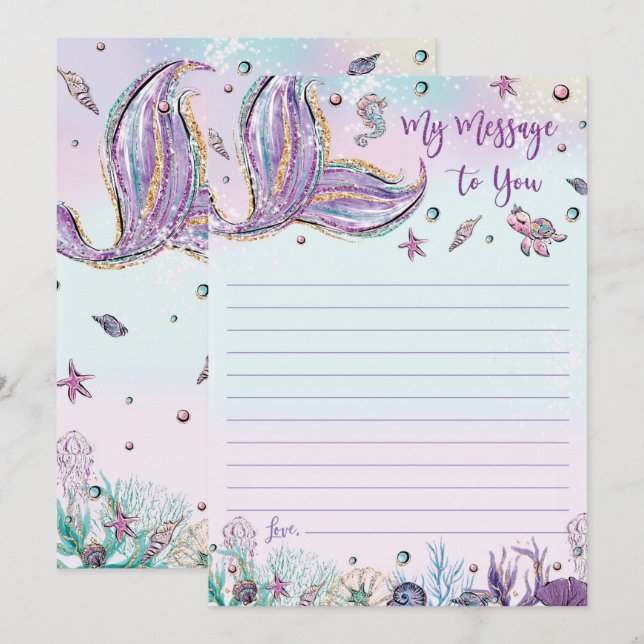 Mermaid Time Capsule Message To You Blank Cards (Front/Back)