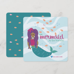 Mermaid to be Friends - L - Classroom Valentine Card