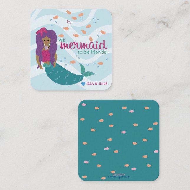 Mermaid to be Friends - S - Classroom Valentine Card (Front/Back)