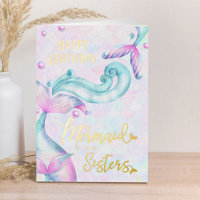 Mermaid to be Sisters Happy Birthday Gold