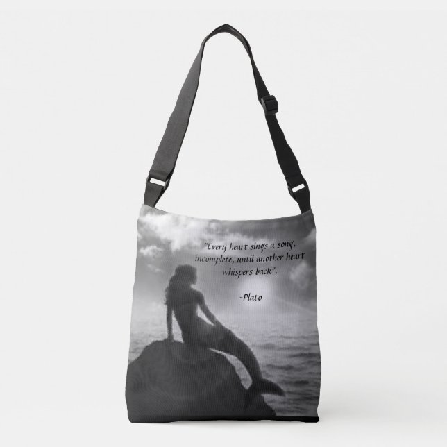 Mermaid Tote Bag with Quote from Plato (Front)