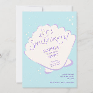 Mermaid Trendy Seashell Birthday Invitation