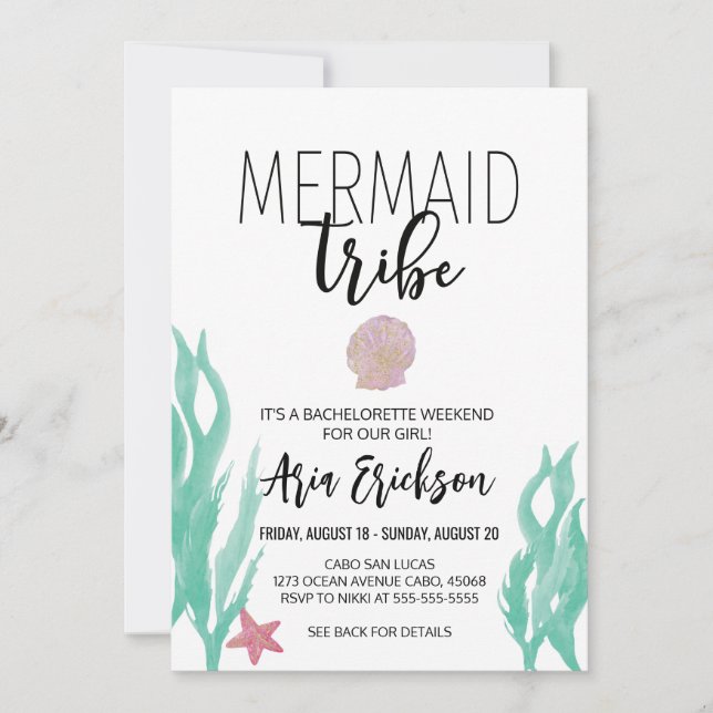 Mermaid Tribe Bachelorette Invitation (Front)