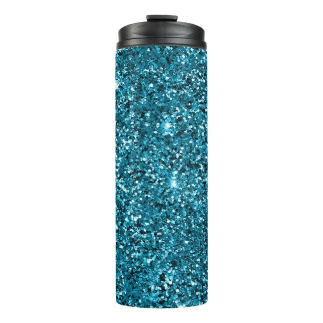 Mermaid Turquoise Blue Glitter Thermal Tumbler (Front)