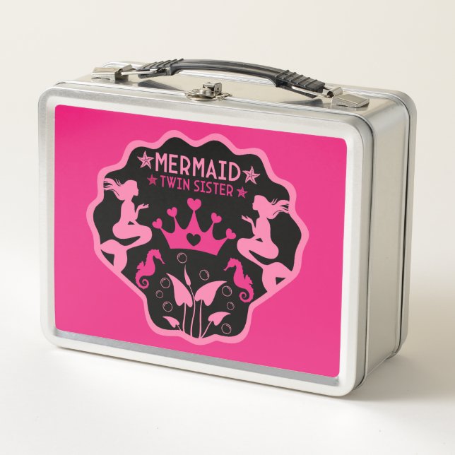  Mermaid Twin Sisters Metal Lunch Box (Front)
