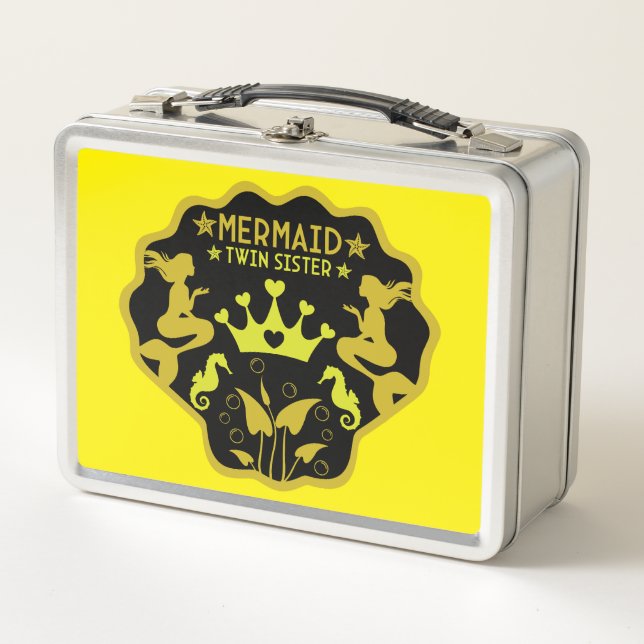  Mermaid Twin Sisters Metal Lunch Box (Front)