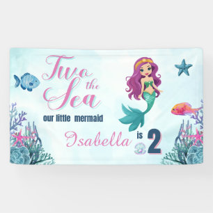 Mermaid Two into the Sea Girls 2nd Birthday Party Banner