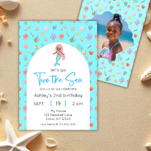 Mermaid  Two The Sea Birthday Photo Invitation