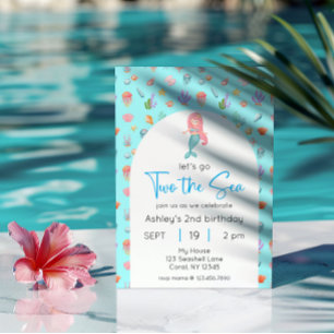 Mermaid Two The Sea Birthday Photo Invitation