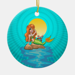 Mermaid under a Full Moon Ceramic Tree Decoration