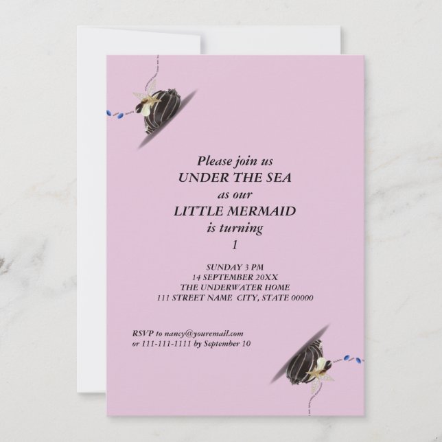 Mermaid under the sea 1st birthday party beach invitation (Front)