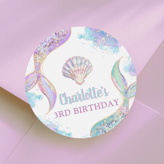 Mermaid Under the Sea 3rd Birthday Classic Round Sticker (Creator Uploaded)