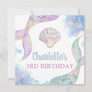 Mermaid Under the Sea 3rd Birthday LOGO Invitation