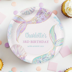 Mermaid Under the Sea 3rd Birthday Paper Plate