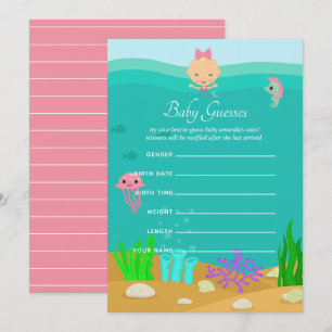 Mermaid Under the Sea Baby Shower Baby Guesses Invitation