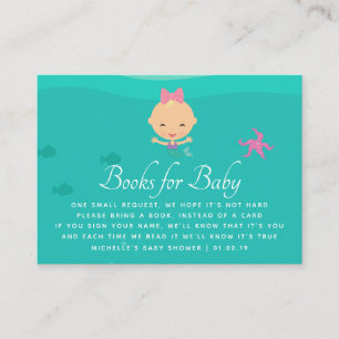 Mermaid Under the Sea Baby Shower Book Request Enclosure Card