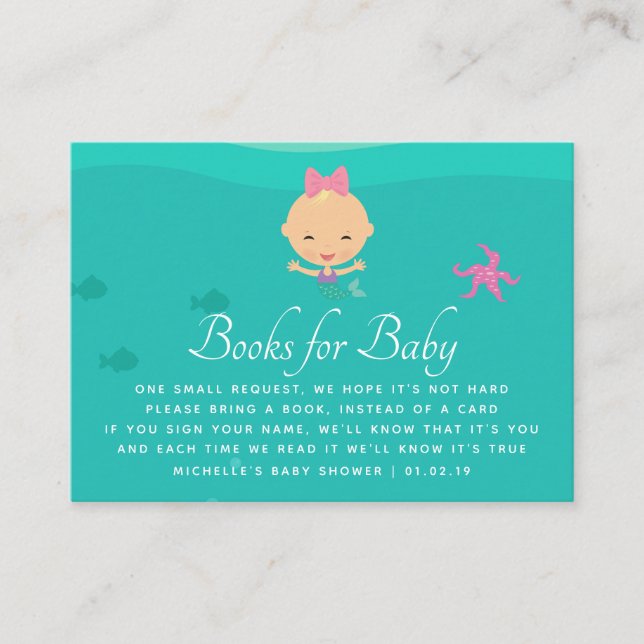 Mermaid Under the Sea Baby Shower Book Request Enclosure Card (Front)
