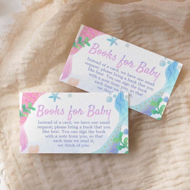 Mermaid Under The Sea Baby Shower Books for Baby Enclosure Card (Creator Uploaded)