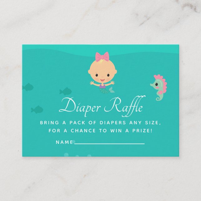 Mermaid Under the Sea Baby Shower Diaper Raffle Enclosure Card (Front)