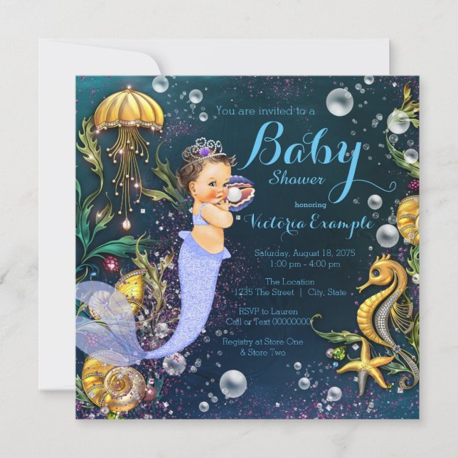 Mermaid Under the Sea Baby Shower Invitation (Front)