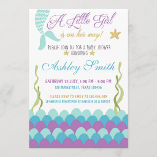 Mermaid Under The Sea Baby Shower Invitation