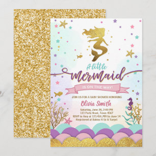 Mermaid Under The Sea Baby Shower Invitation Girl