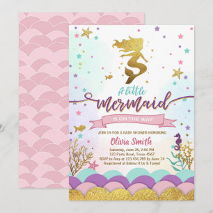 Mermaid Under The Sea Baby Shower Invitation Girl
