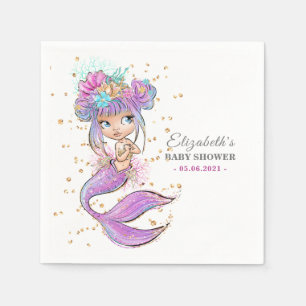 Mermaid Under The Sea Baby Shower Napkin