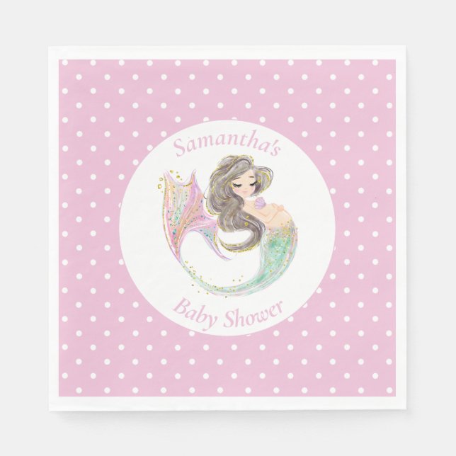 Mermaid under the sea baby shower  napkin (Front)