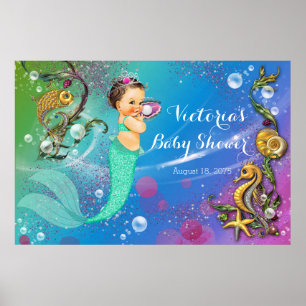 Mermaid Under The Sea Baby Shower Poster