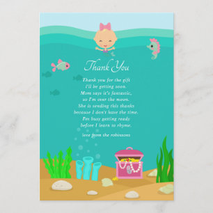 Mermaid Under the Sea Baby Shower Thank You Card