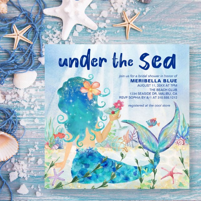 Mermaid Under The Sea Beach Bridal Shower Invitation (Creator Uploaded)