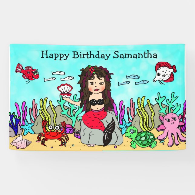 Mermaid Under the Sea Birthday Banner (Horizontal)