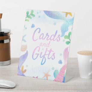 Mermaid Under The Sea Birthday Cards and Gifts Pedestal Sign
